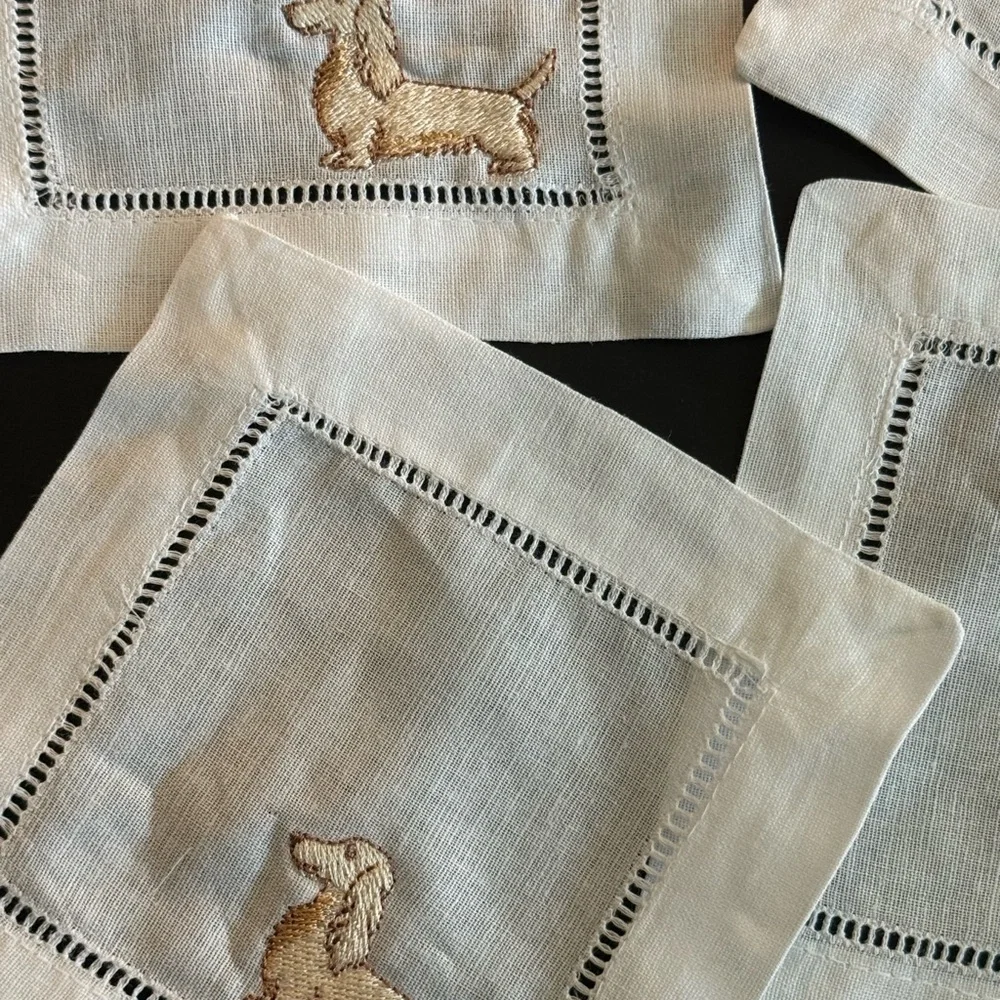 Embroidered Dachshund Cocktail Napkins